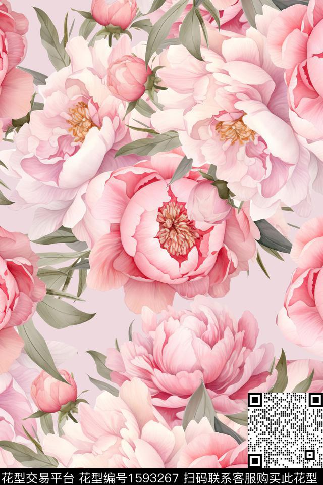 水彩花卉花卉数码印花华亿平台下载（图片编号: 1593267） - 瓦栏（Walan）