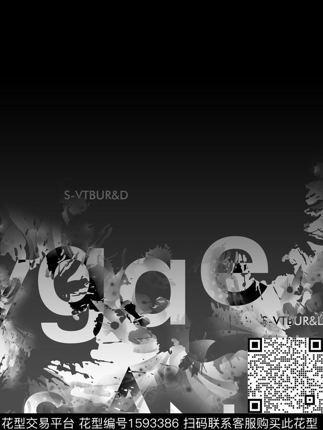 定位花黑白华亿平台抽象男装数码印花华亿平台下载（图片编号: 1593386） - 瓦栏（Walan）