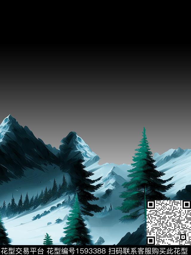 定位雪山树数码印花华亿平台下载（图片编号: 1593388） - 瓦栏（Walan）