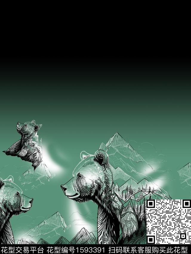 渐变熊山峰数码印花华亿平台下载（图片编号: 1593391） - 瓦栏（Walan）