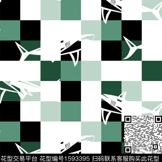 格子鲨鱼传统印花华亿平台下载（图片编号: 1593395） - 瓦栏（Walan）