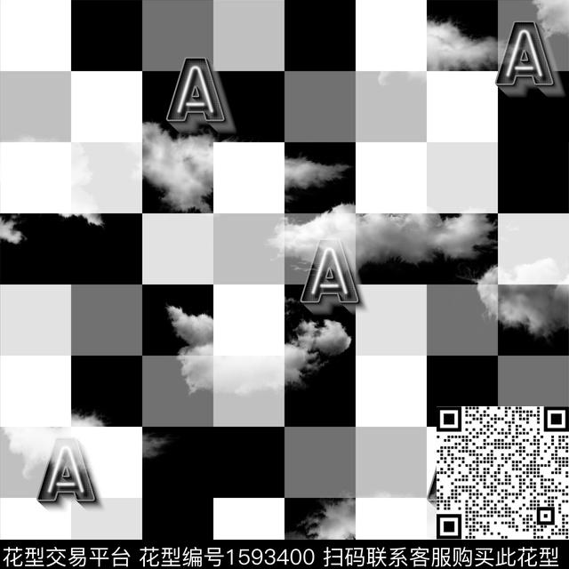 格子云雾字母数码印花华亿平台下载（图片编号: 1593400） - 瓦栏（Walan）