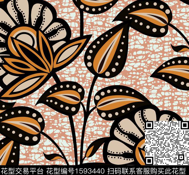 花卉大花底纹数码印花华亿平台下载（图片编号: 1593440） - 瓦栏（Walan）