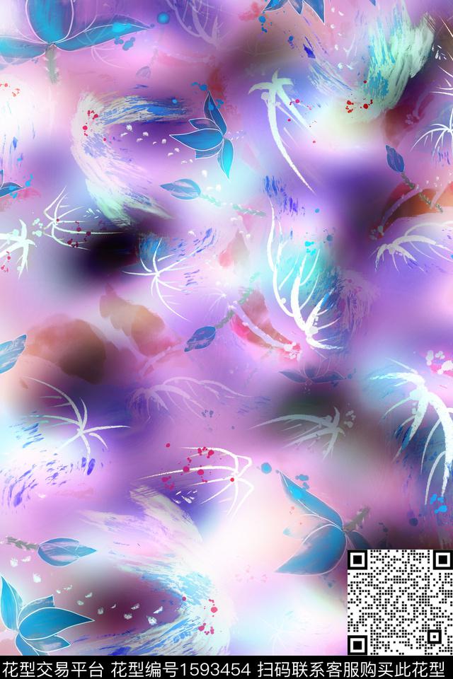 植物纹理花卉数码印花华亿平台下载（图片编号: 1593454） - 瓦栏（Walan）