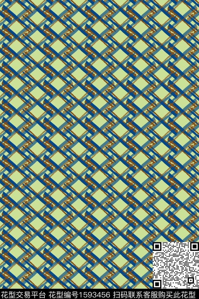 几何笔触格子数码印花华亿平台下载（图片编号: 1593456） - 瓦栏（Walan）