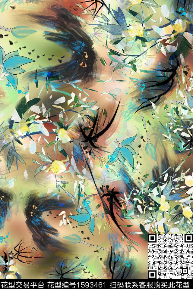 植物复古花卉数码印花华亿平台下载（图片编号: 1593461） - 瓦栏（Walan）