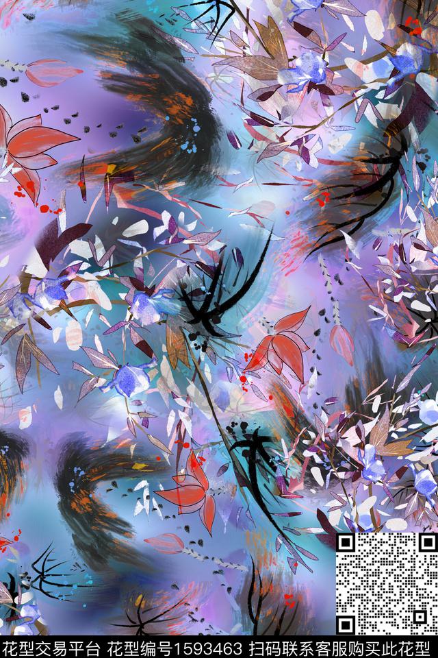 植物纹理花卉数码印花华亿平台下载（图片编号: 1593463） - 瓦栏（Walan）