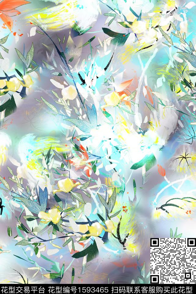 植物纹理花卉数码印花华亿平台下载（图片编号: 1593465） - 瓦栏（Walan）