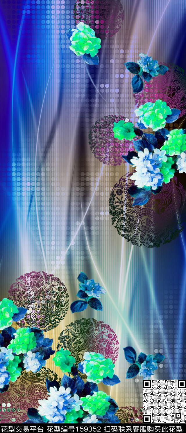 定位图腾花卉数码印花华亿平台下载（图片编号: 159352） - 瓦栏（Walan）