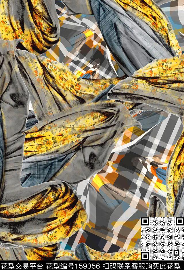 抽象纹理立体数码印花华亿平台下载（图片编号: 159356） - 瓦栏（Walan）