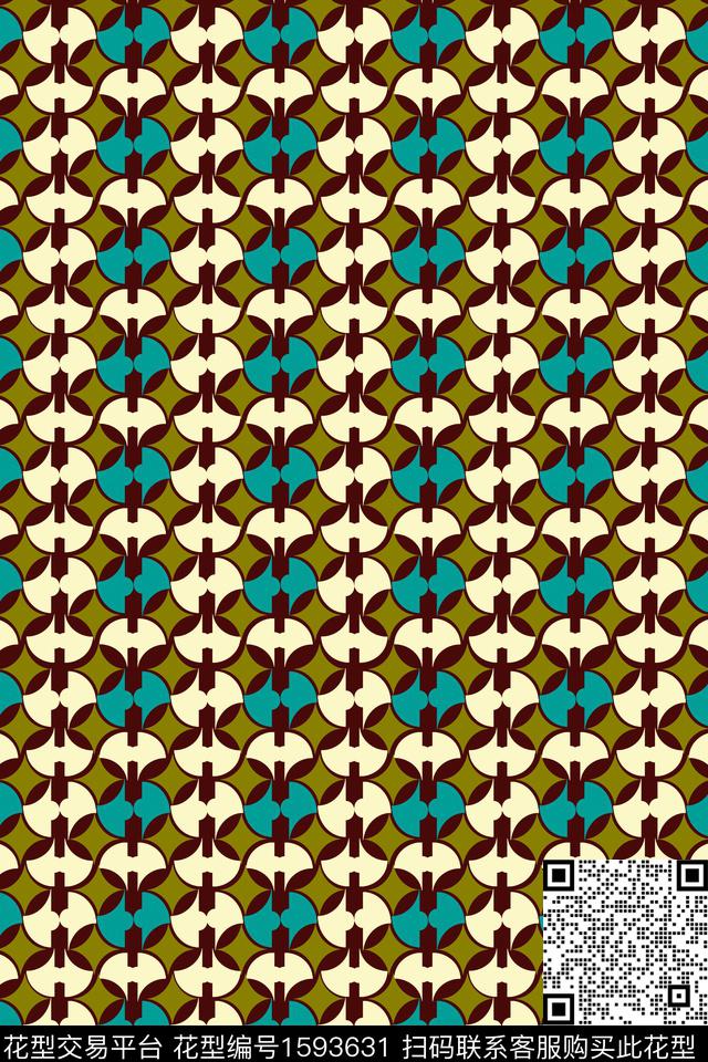 几何拼色连续传统印花华亿平台下载（图片编号: 1593631） - 瓦栏（Walan）