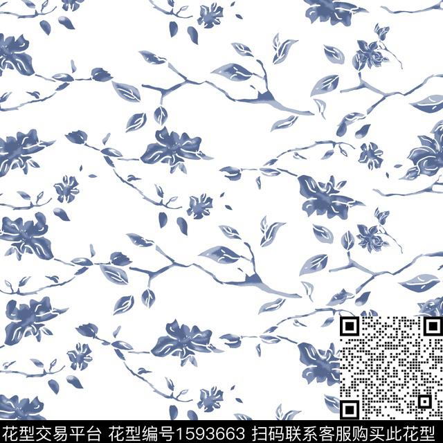 花卉水彩花卉小碎花数码印花华亿平台下载（图片编号: 1593663） - 瓦栏（Walan）