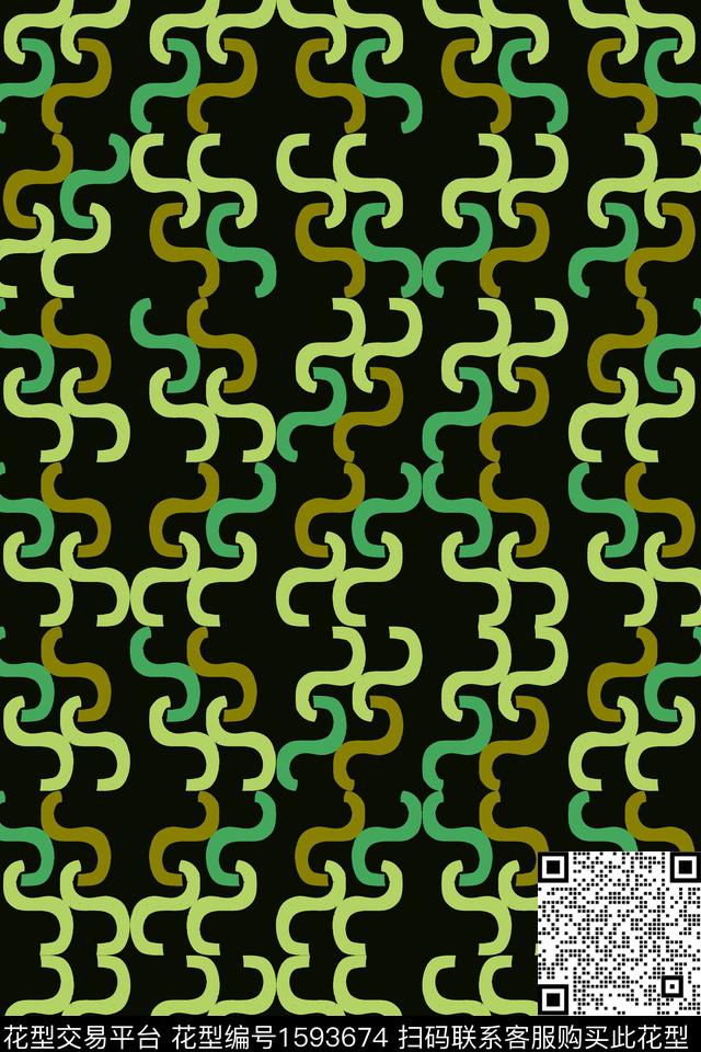 线条黑底传统印花华亿平台下载（图片编号: 1593674） - 瓦栏（Walan）