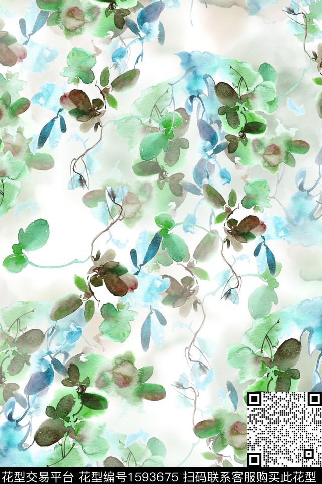 水彩花卉花卉数码印花华亿平台下载（图片编号: 1593675） - 瓦栏（Walan）