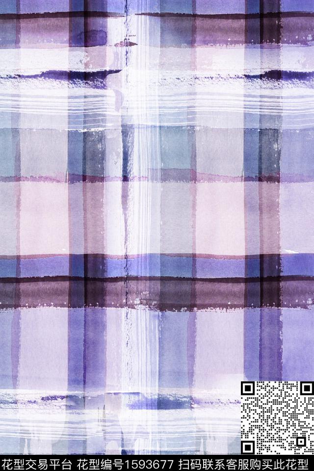 水彩格子条纹数码印花华亿平台下载（图片编号: 1593677） - 瓦栏（Walan）