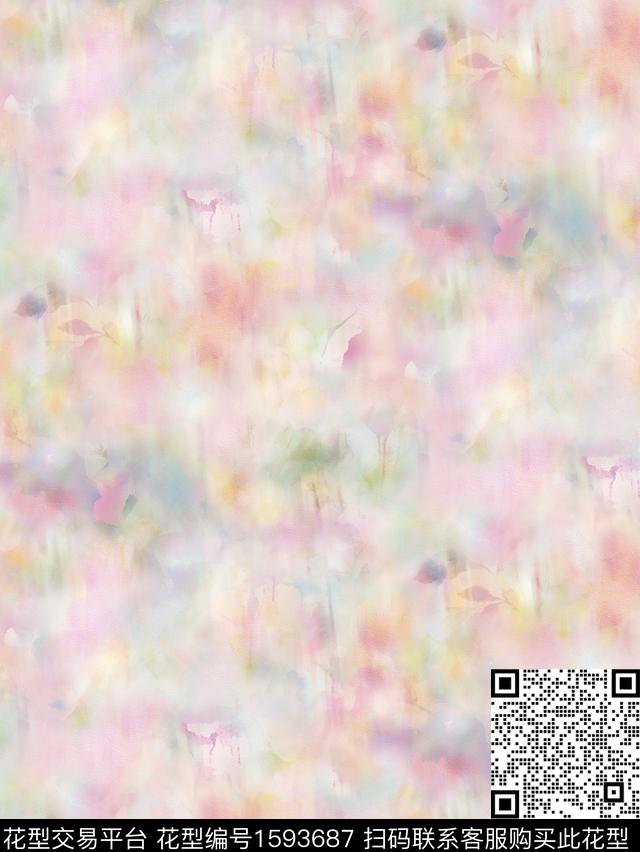 抽象水彩朦胧数码印花华亿平台下载（图片编号: 1593687） - 瓦栏（Walan）