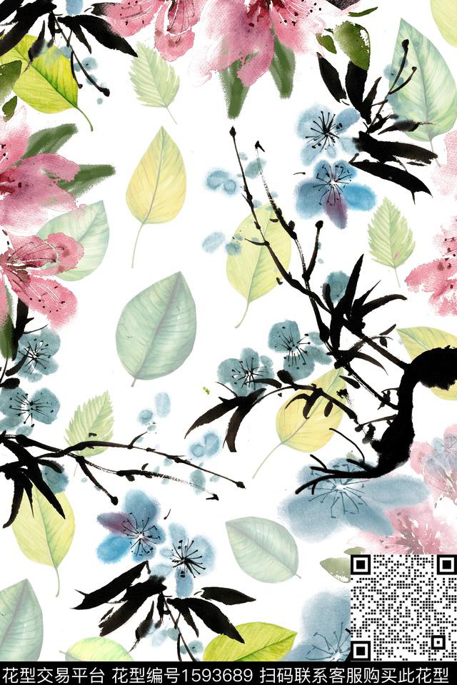 植物国画花卉数码印花华亿平台下载（图片编号: 1593689） - 瓦栏（Walan）