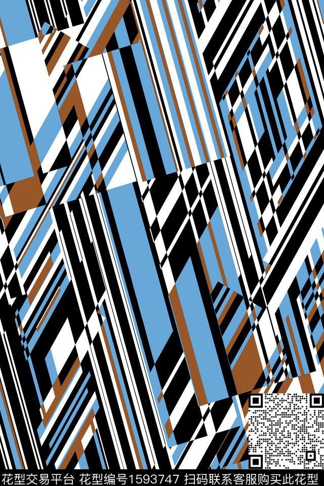 真丝几何混合拼接数码印花华亿平台下载（图片编号: 1593747） - 瓦栏（Walan）