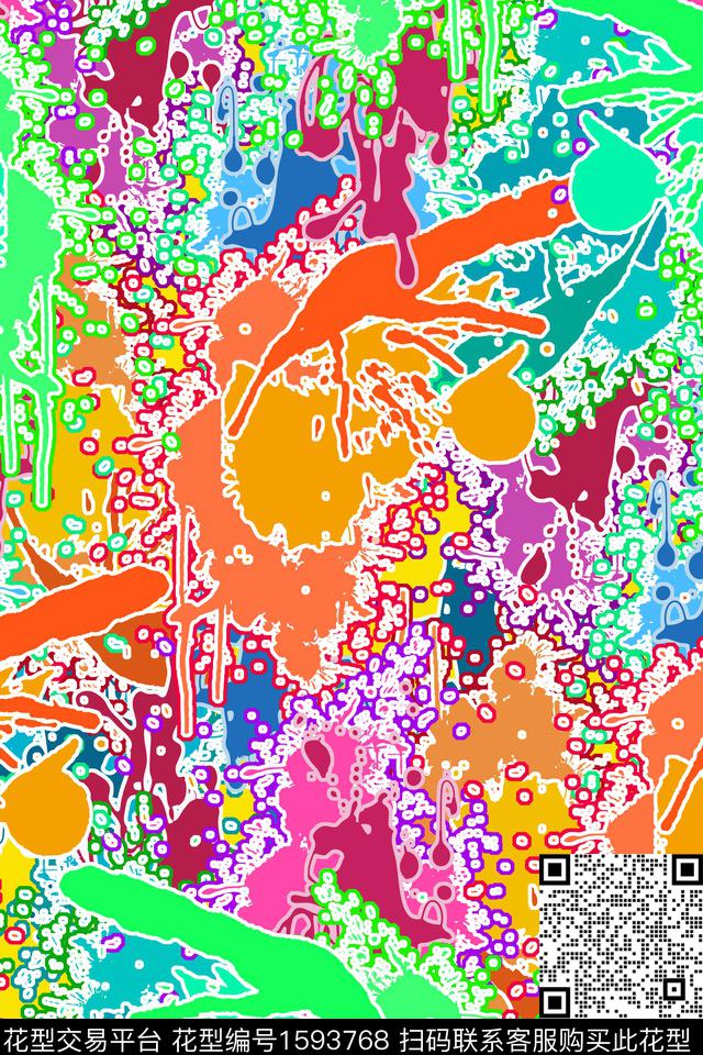 抽象颜料涂鸦传统印花华亿平台下载（图片编号: 1593768） - 瓦栏（Walan）