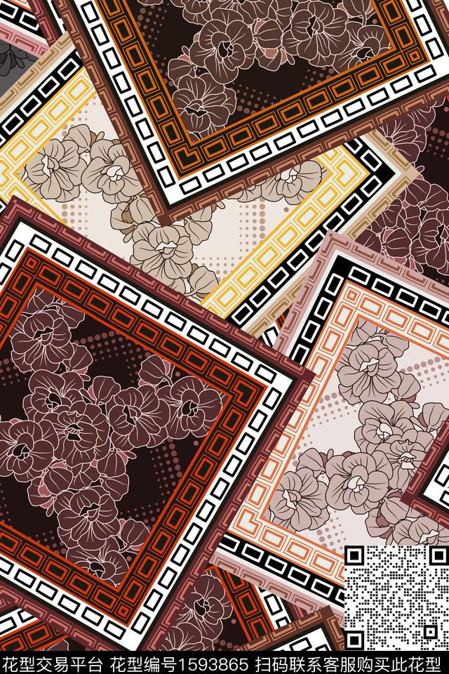 真丝民族风复古数码印花华亿平台下载（图片编号: 1593865） - 瓦栏（Walan）