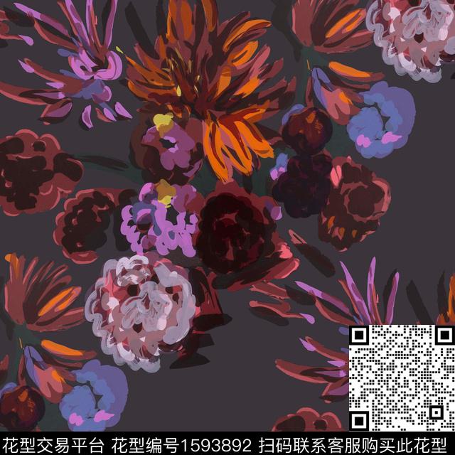 中老年花卉油画华亿平台数码印花华亿平台下载（图片编号: 1593892） - 瓦栏（Walan）