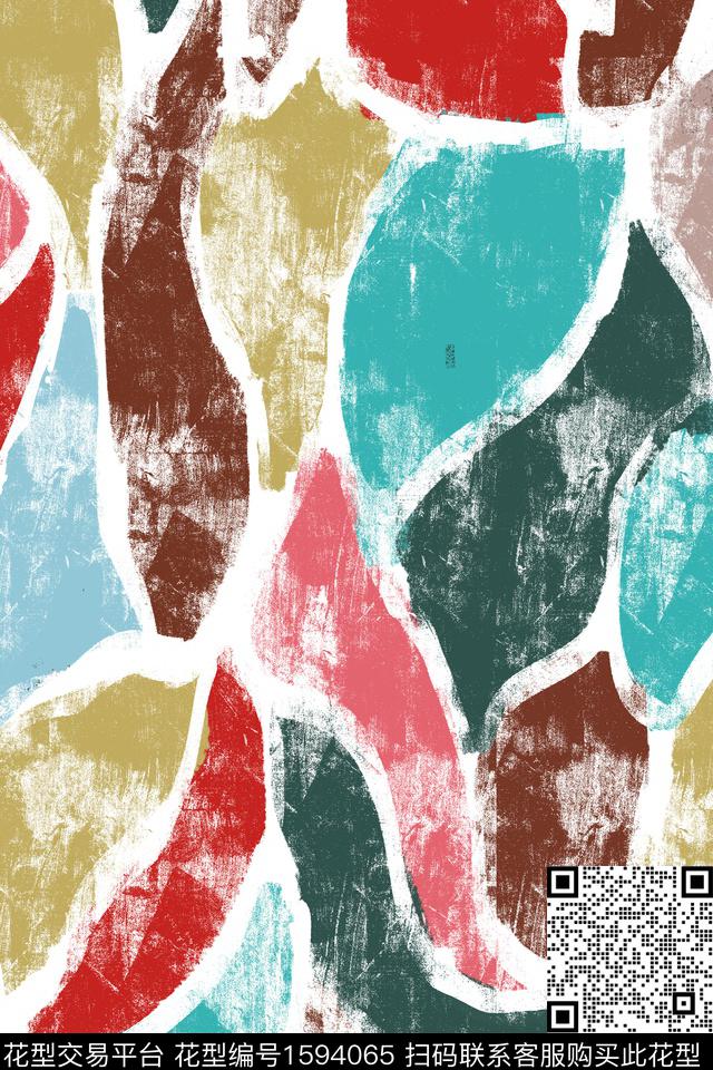 混合拼接几何肌理数码印花华亿平台下载（图片编号: 1594065） - 瓦栏（Walan）