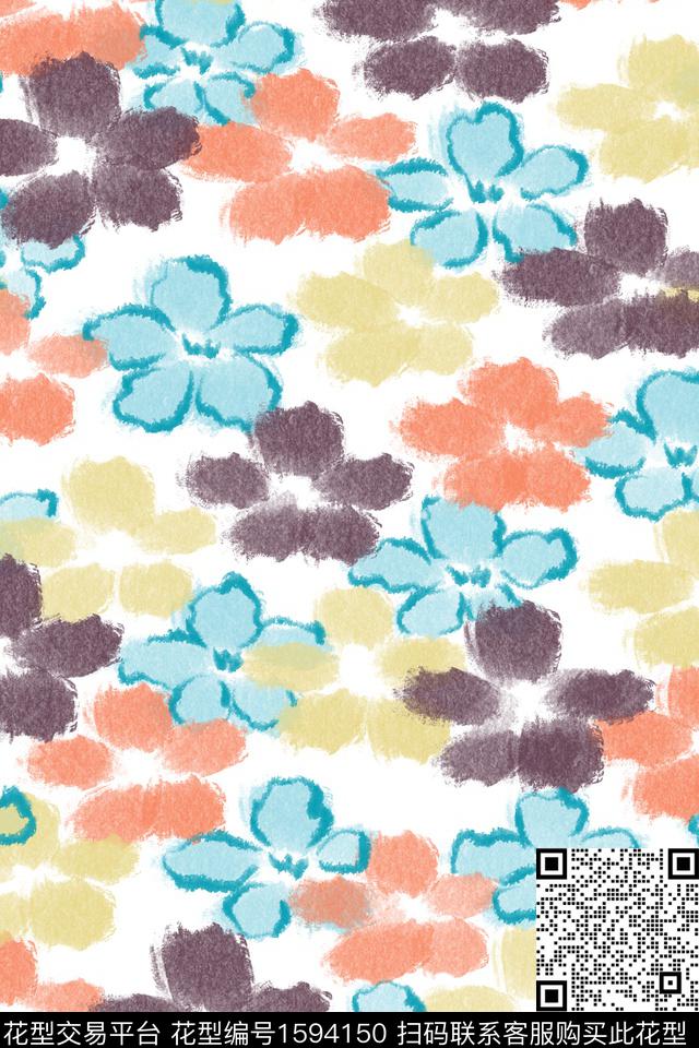 清爽底花卉花卉小碎花数码印花华亿平台下载（图片编号: 1594150） - 瓦栏（Walan）