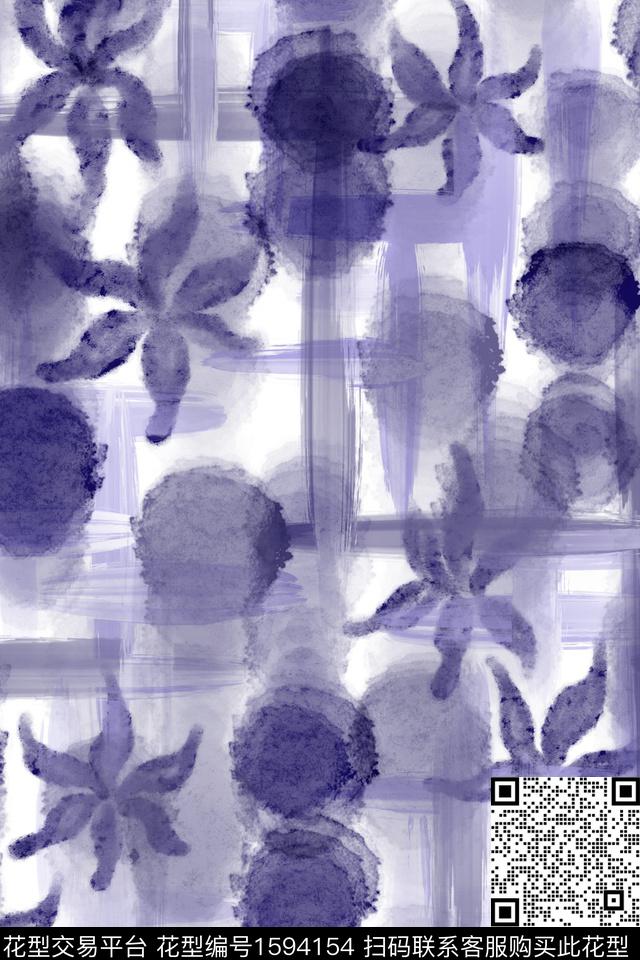 晕染肌理侘寂花卉数码印花华亿平台下载（图片编号: 1594154） - 瓦栏（Walan）