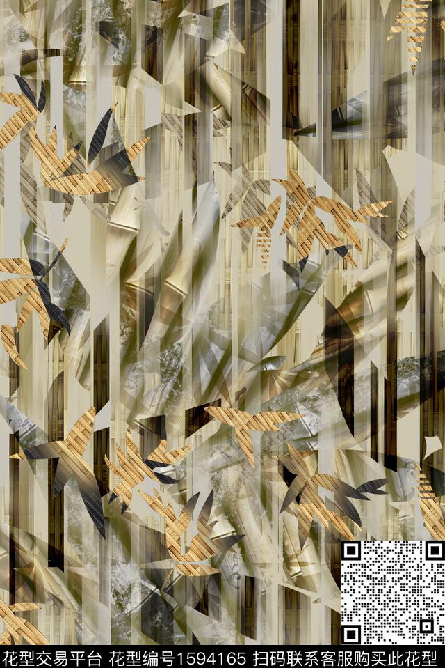 肌理男装竹子数码印花华亿平台下载（图片编号: 1594165） - 瓦栏（Walan）