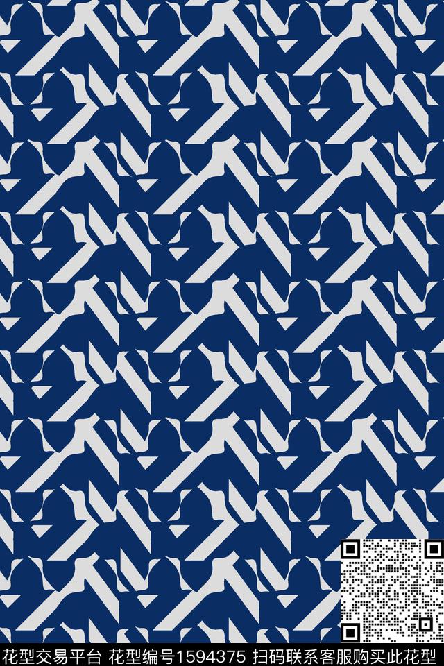 蓝色混合拼接传统印花华亿平台下载（图片编号: 1594375） - 瓦栏（Walan）