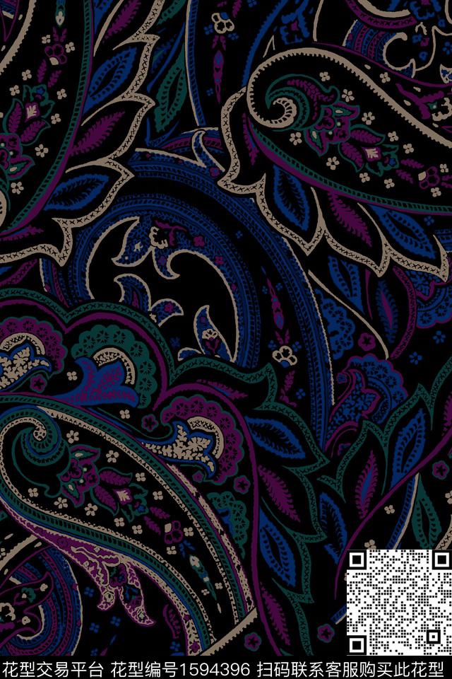 佩斯利民族风腰果花数码印花华亿平台下载（图片编号: 1594396） - 瓦栏（Walan）