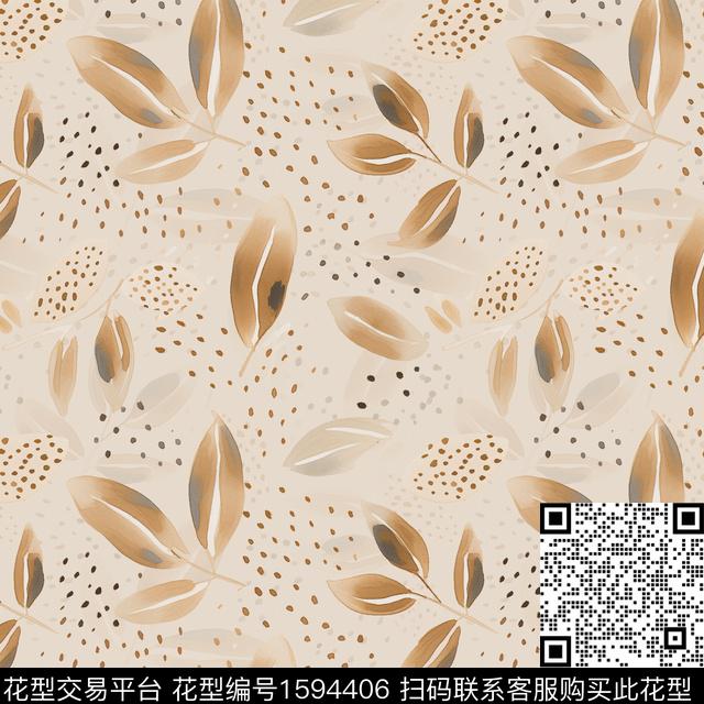 水彩斑驳叶子数码印花华亿平台下载（图片编号: 1594406） - 瓦栏（Walan）