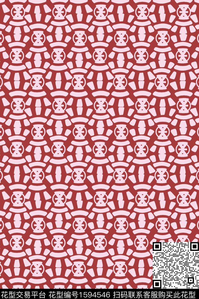 几何连续传统印花华亿平台下载（图片编号: 1594546） - 瓦栏（Walan）