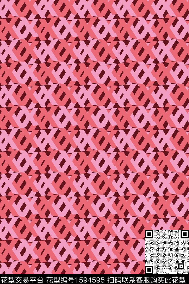 字母几何粉色传统印花华亿平台下载（图片编号: 1594595） - 瓦栏（Walan）