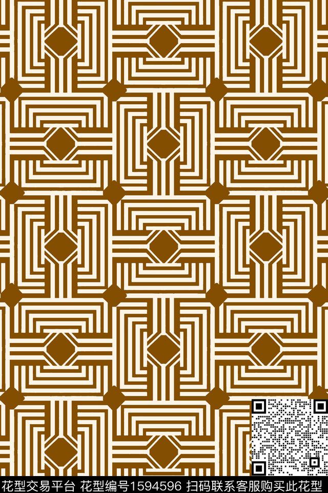 格子几何条纹传统印花华亿平台下载（图片编号: 1594596） - 瓦栏（Walan）