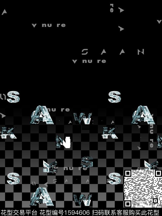 定位格子字母数码印花华亿平台下载（图片编号: 1594606） - 瓦栏（Walan）