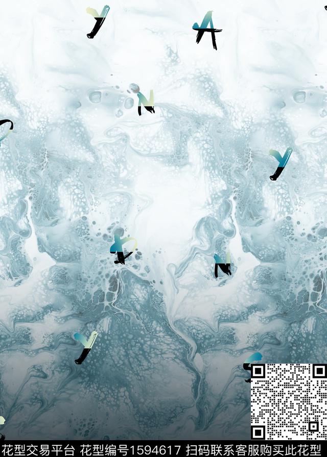 字母抽象渐变数码印花华亿平台下载（图片编号: 1594617） - 瓦栏（Walan）