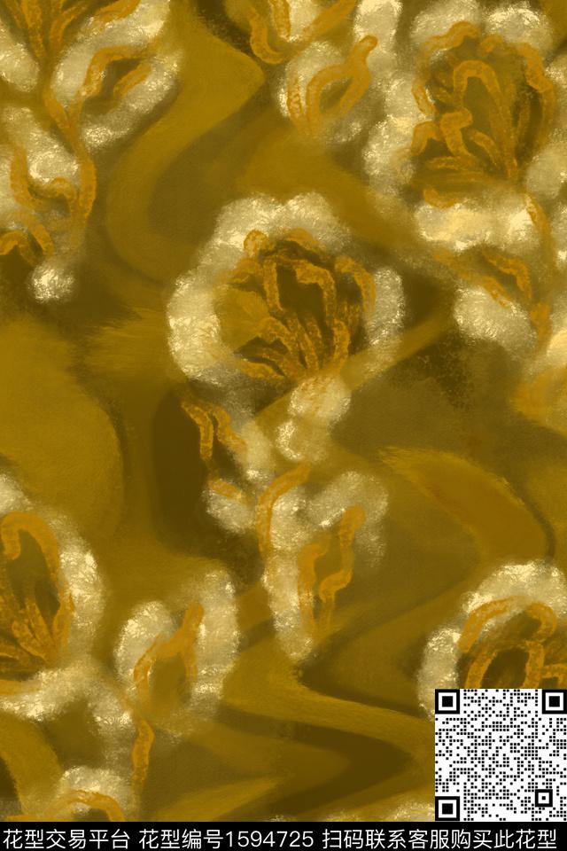 侘寂花卉肌理数码印花华亿平台下载（图片编号: 1594725） - 瓦栏（Walan）