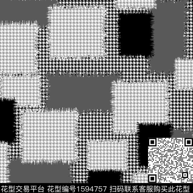 拼接千鸟格混合拼接传统印花华亿平台下载（图片编号: 1594757） - 瓦栏（Walan）