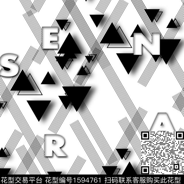 几何字母线条数码印花华亿平台下载（图片编号: 1594761） - 瓦栏（Walan）