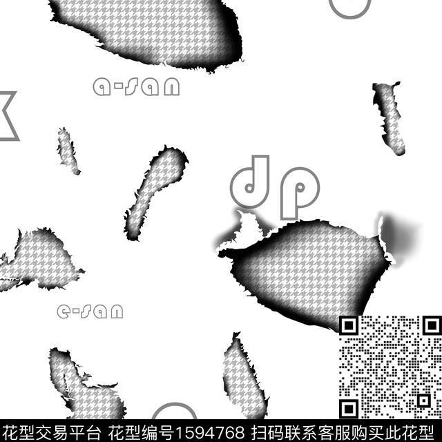 字母格子千鸟格数码印花华亿平台下载（图片编号: 1594768） - 瓦栏（Walan）