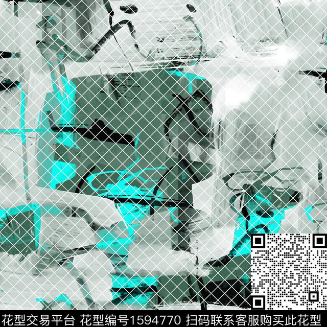 网格笔触混合拼接数码印花华亿平台下载（图片编号: 1594770） - 瓦栏（Walan）