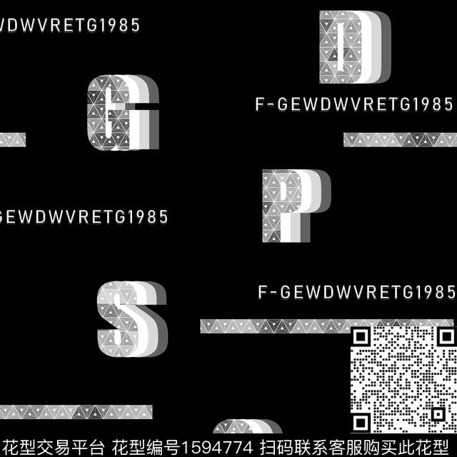 条纹字母休闲数码印花华亿平台下载（图片编号: 1594774） - 瓦栏（Walan）