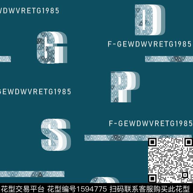 几何男装字母数码印花华亿平台下载（图片编号: 1594775） - 瓦栏（Walan）