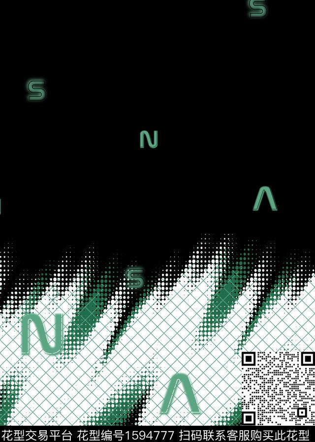 定位花抽象男装几何数码印花华亿平台下载（图片编号: 1594777） - 瓦栏（Walan）