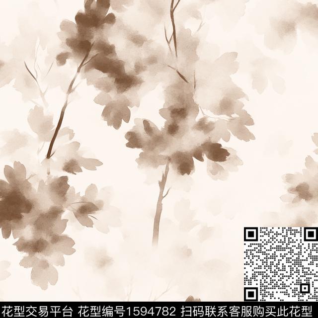 花卉水彩花卉侘寂风数码印花华亿平台下载（图片编号: 1594782） - 瓦栏（Walan）