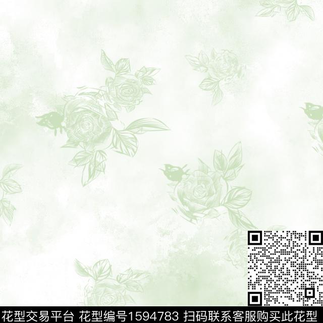 花卉线条花素描数码印花华亿平台下载（图片编号: 1594783） - 瓦栏（Walan）