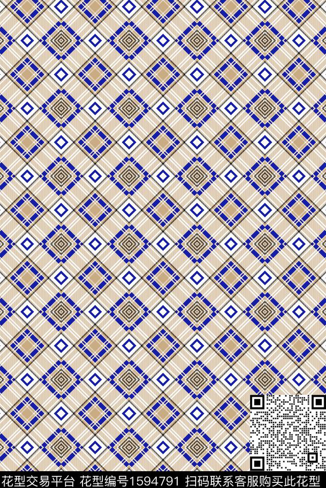 格子几何传统印花华亿平台下载（图片编号: 1594791） - 瓦栏（Walan）