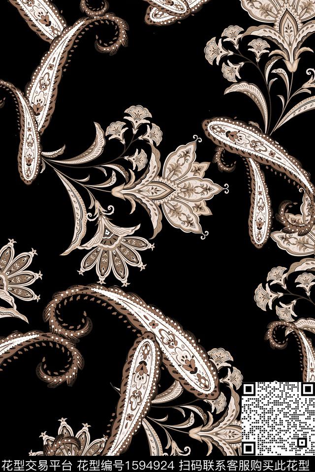 民族风民族花卉佩斯利数码印花华亿平台下载（图片编号: 1594924） - 瓦栏（Walan）