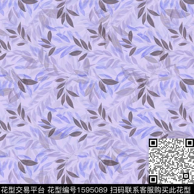 叶子绿植树叶数码印花华亿平台下载（图片编号: 1595089） - 瓦栏（Walan）